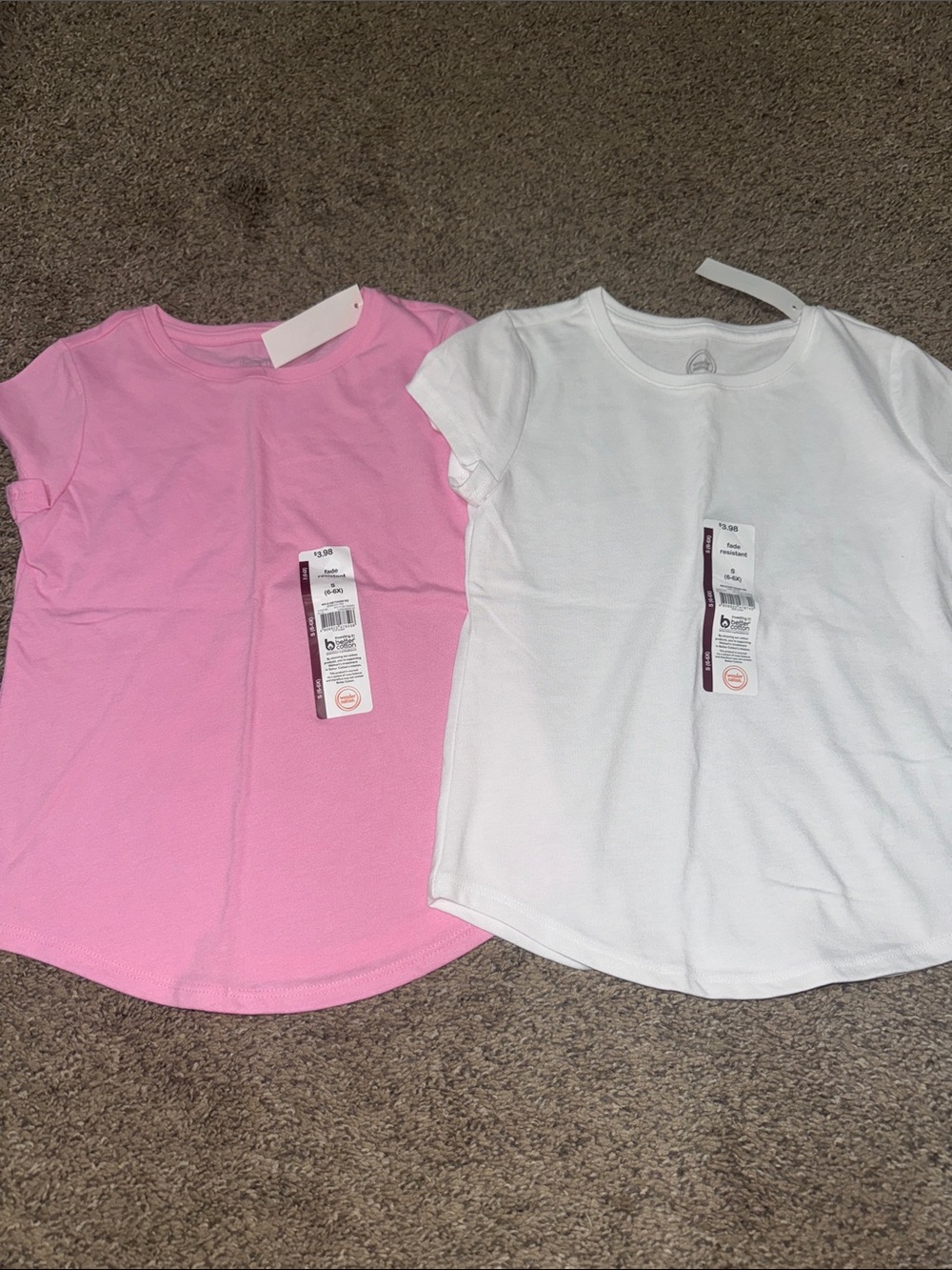 NWT wonder Nation Girls' Pink and White Short Sleeve Tee - 2-Pack